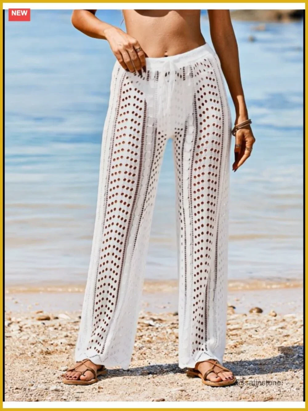 Crochet Beach Cover Up Pants - High Rise Flare Leg